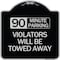 Signmission 90 Minute Parking Violators Will Towed Away Heavy-Gauge Aluminum Sign, 18" x 18", BS-1818-24360 A-DES-BS-1818-24360 - alternate 1